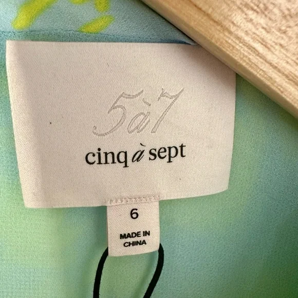 NWT cinq a' sept Floral Ruched High-Low Midi Dress Size 6 - Picture 9 of 9